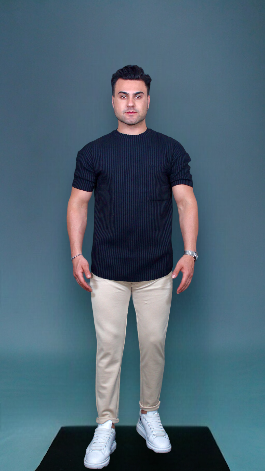 MEMZ RIVIERA SLIM TEE IN BLACK