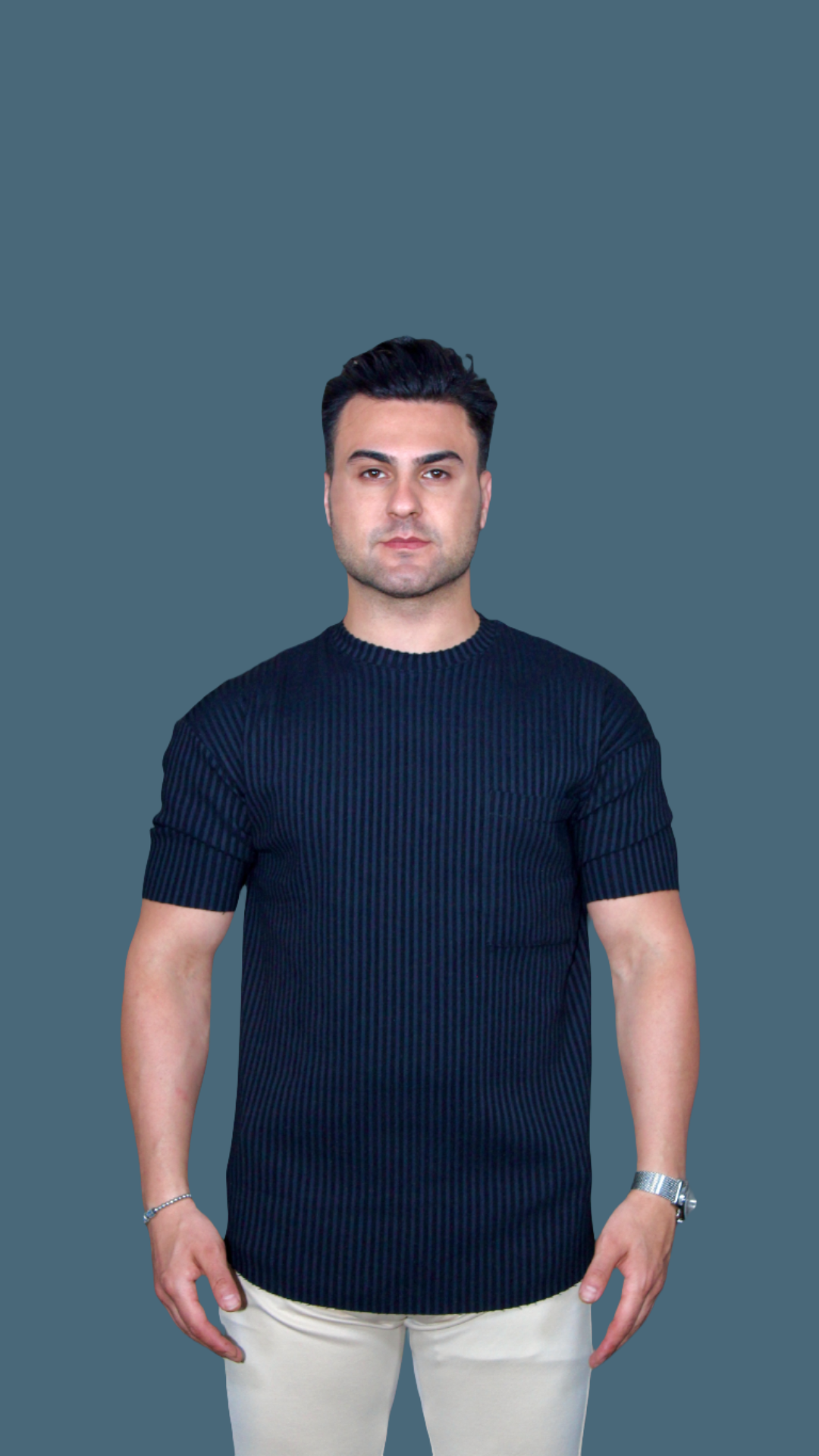 MEMZ RIVIERA SLIM TEE IN BLACK