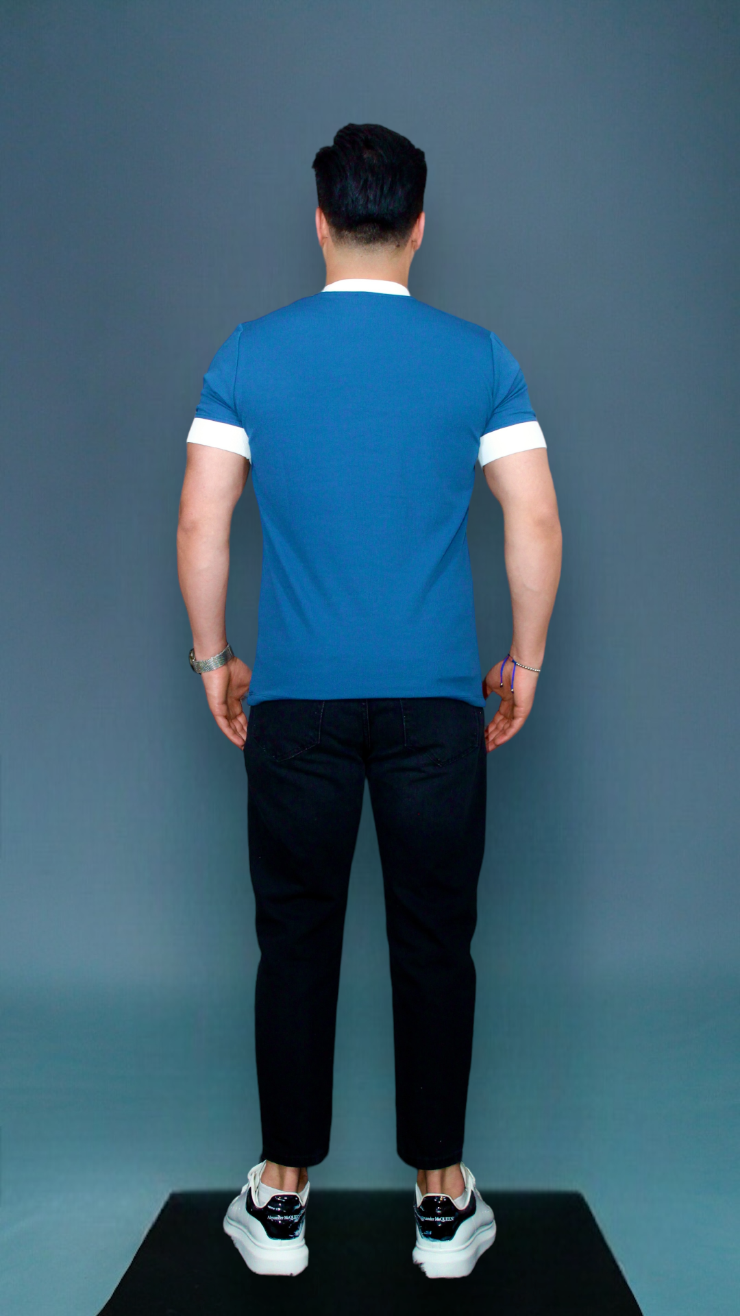 MEMZ TAPED TEE IN DARK BLUE