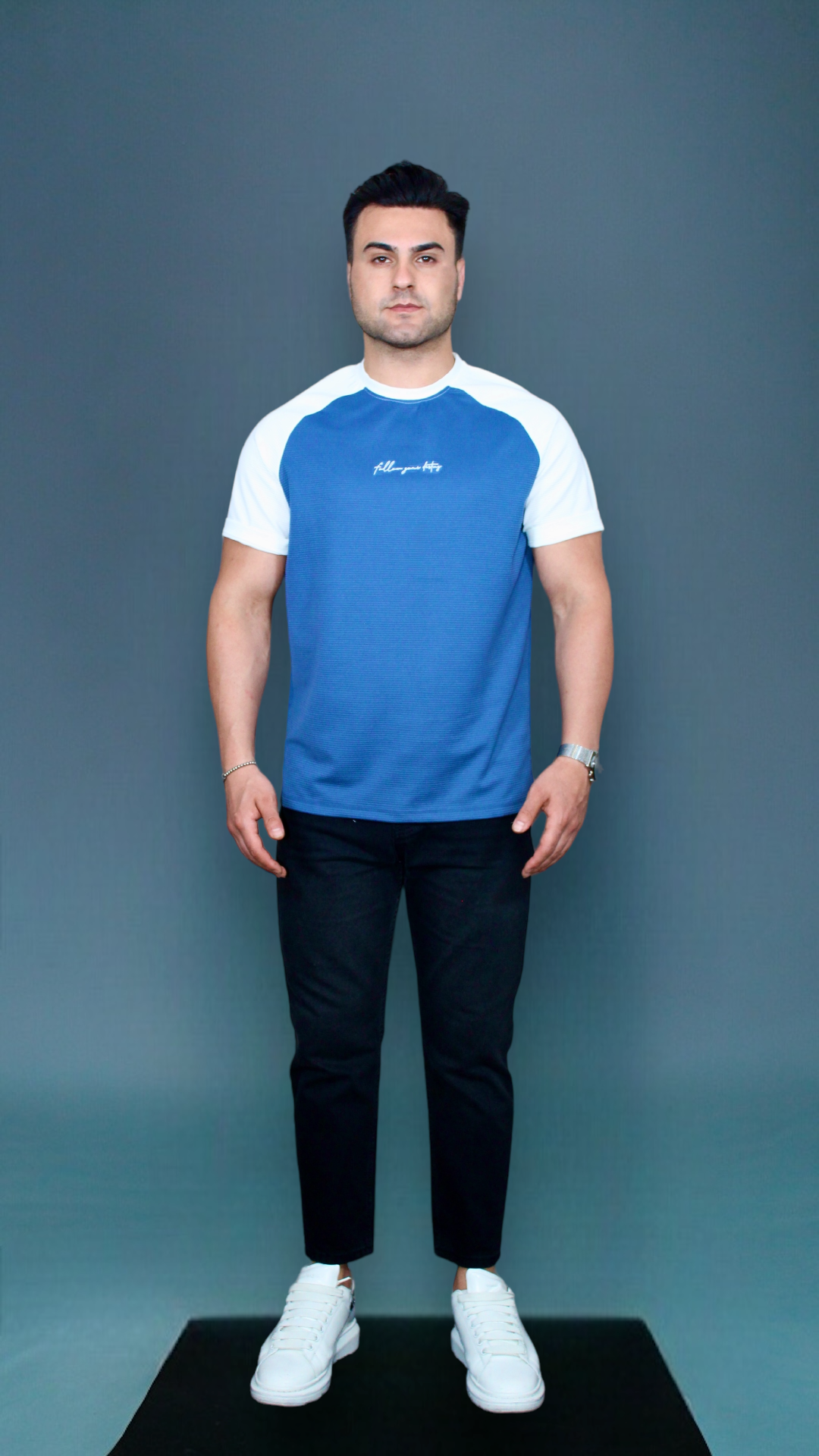TRIBECA LUXE PLEAT TEE IN DARK BLUE