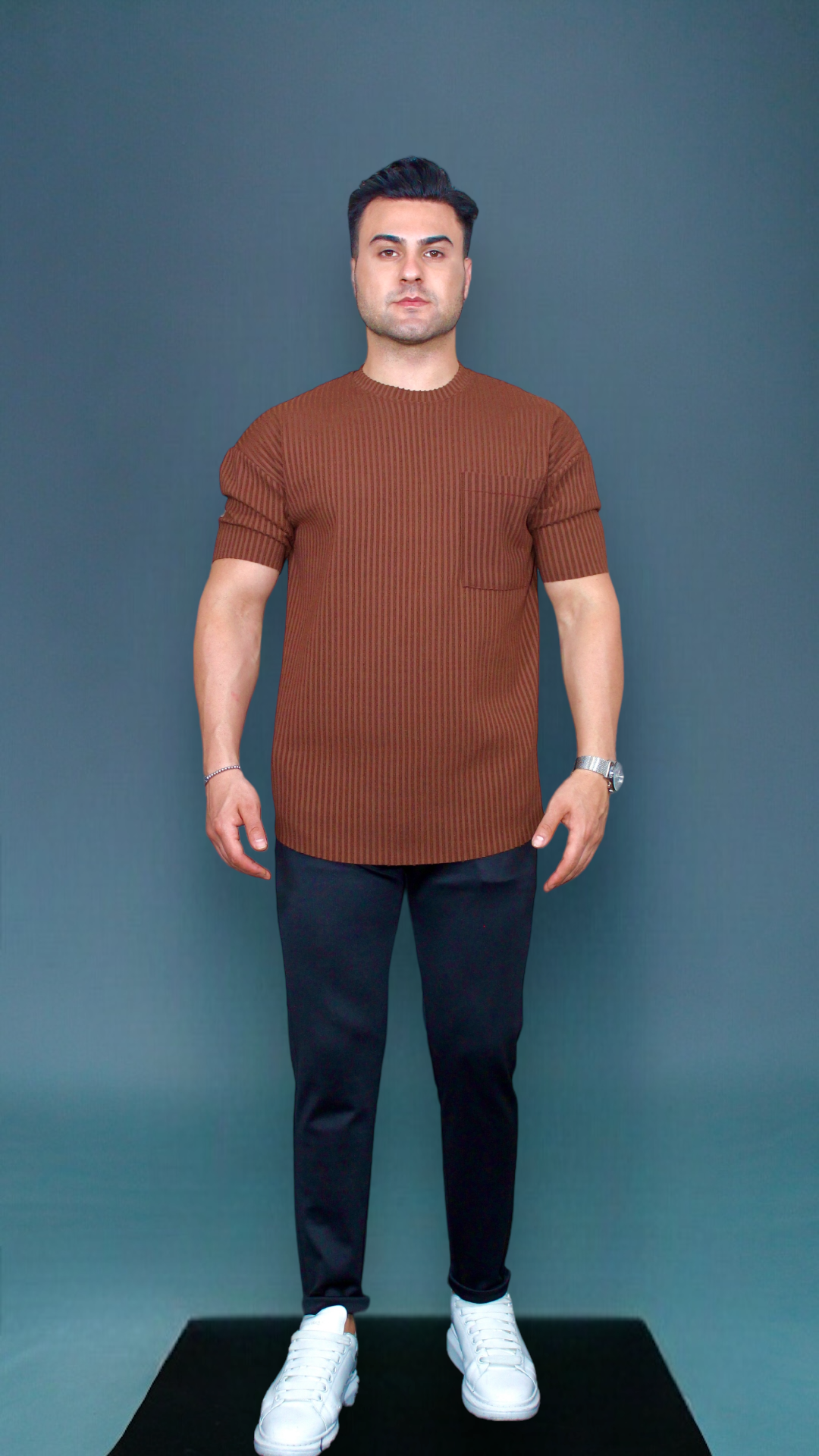 MEMZ RIVIERA SLIM TEE IN BROWN