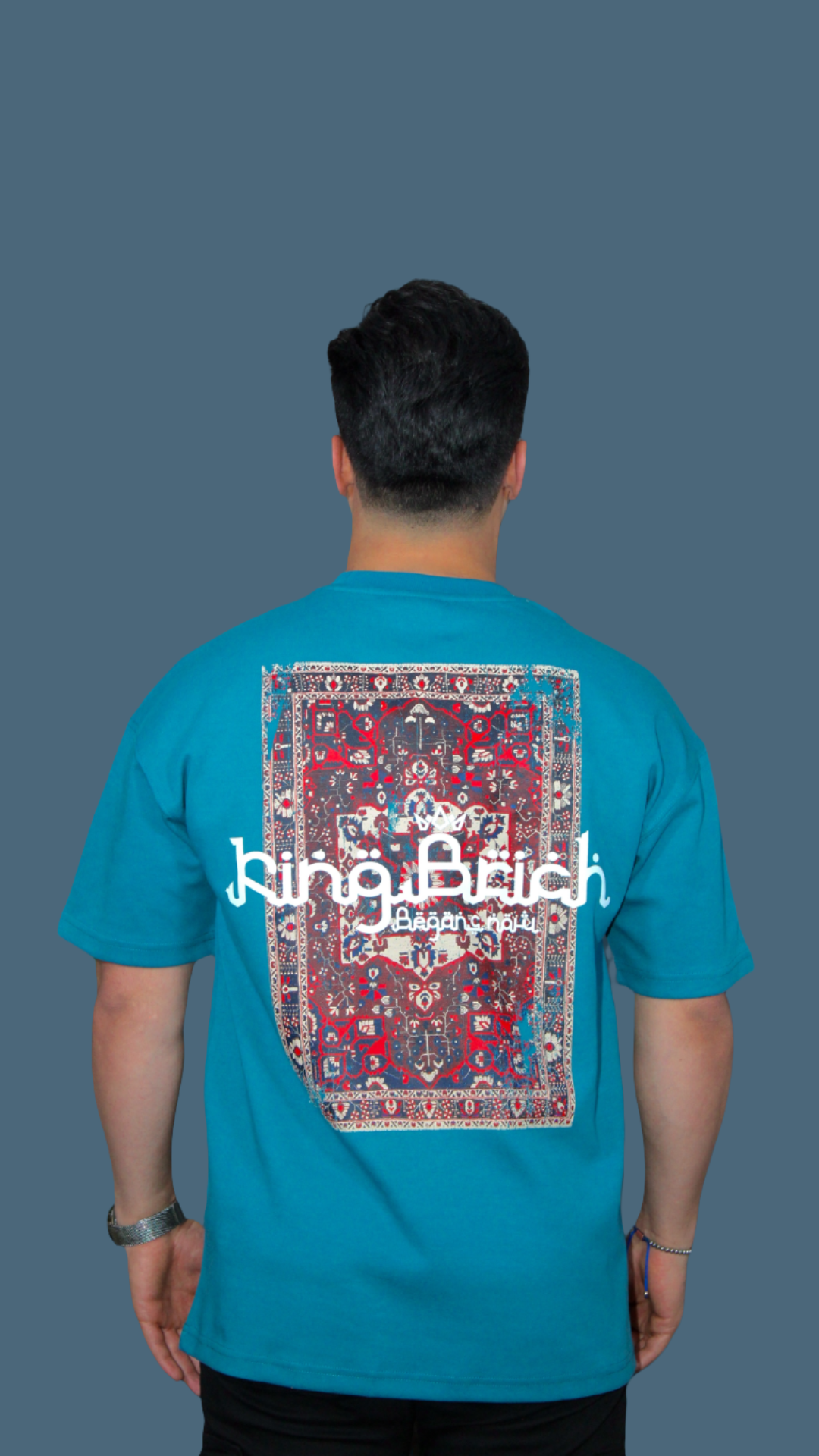 MEMZ PREMIUM PRINTED OVERSIZED TEE IN INDIGO