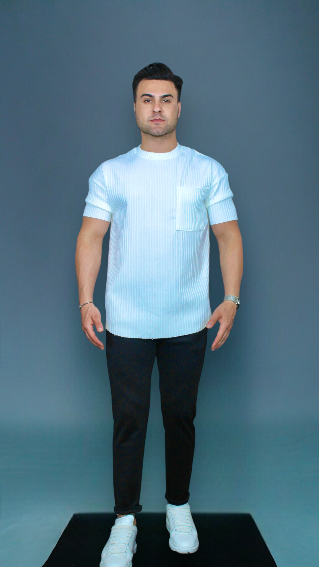 MEMZ RIVIERA SLIM TEE IN WHITE
