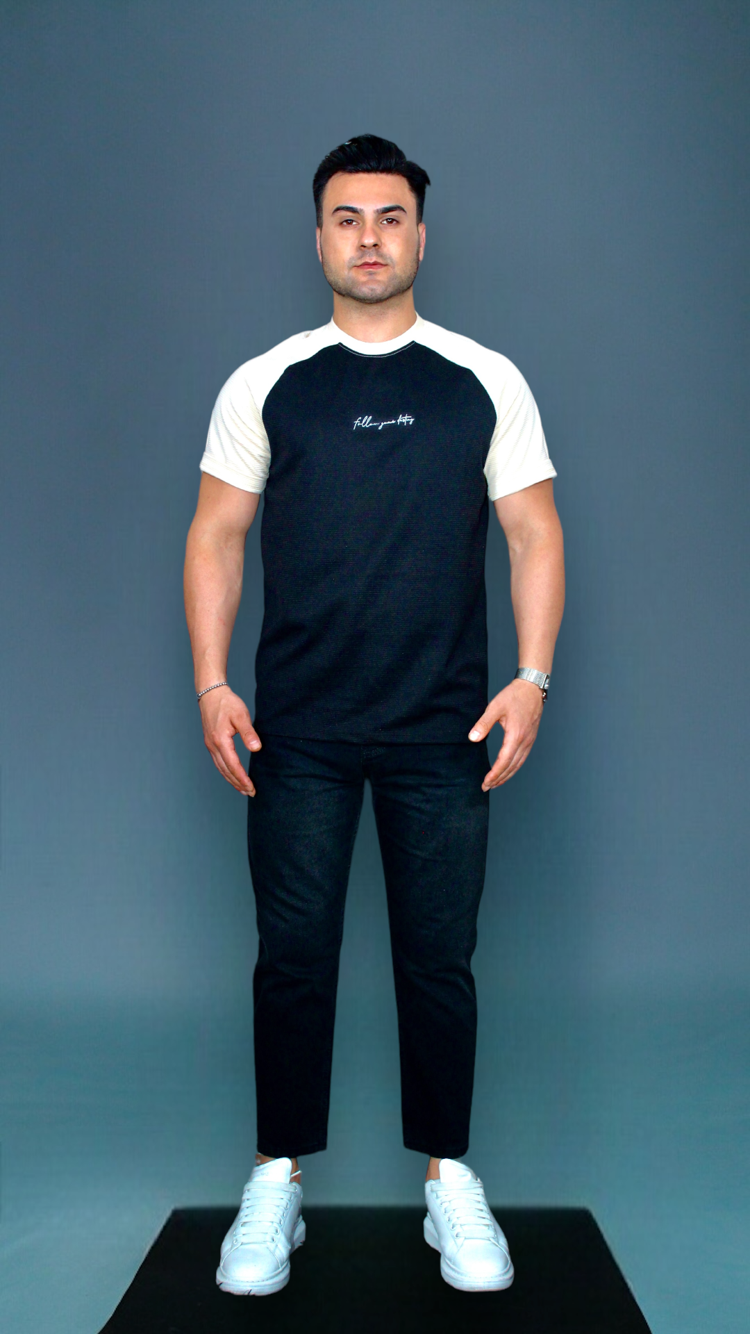 TRIBECA LUXE PLEAT TEE IN BLACK