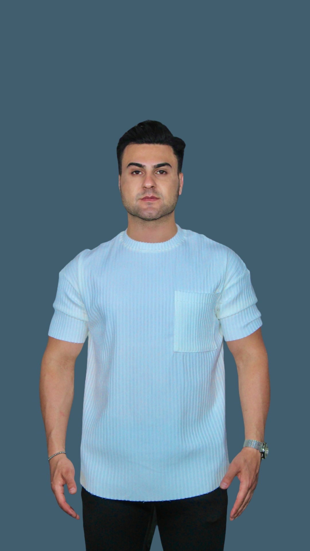 MEMZ RIVIERA SLIM TEE IN WHITE