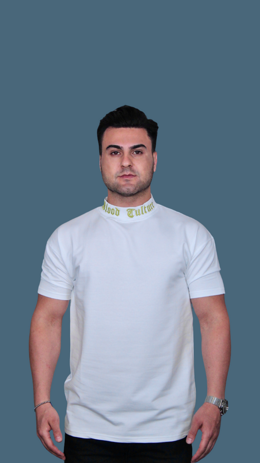 MEMZ SIGNATURE TURTLENECK TEE IN WHITE