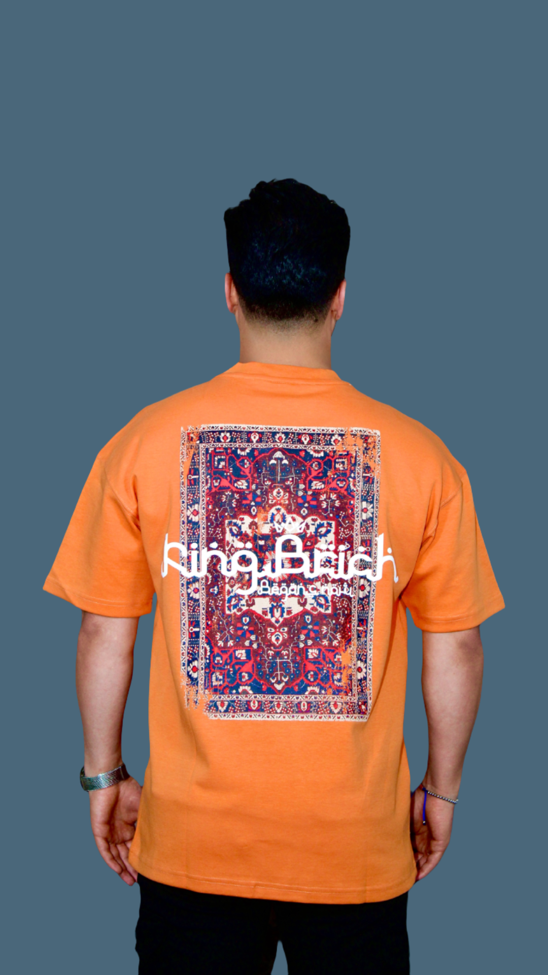 MEMZ PREMIUM PRINTED OVERSIZED TEE IN ORANGE