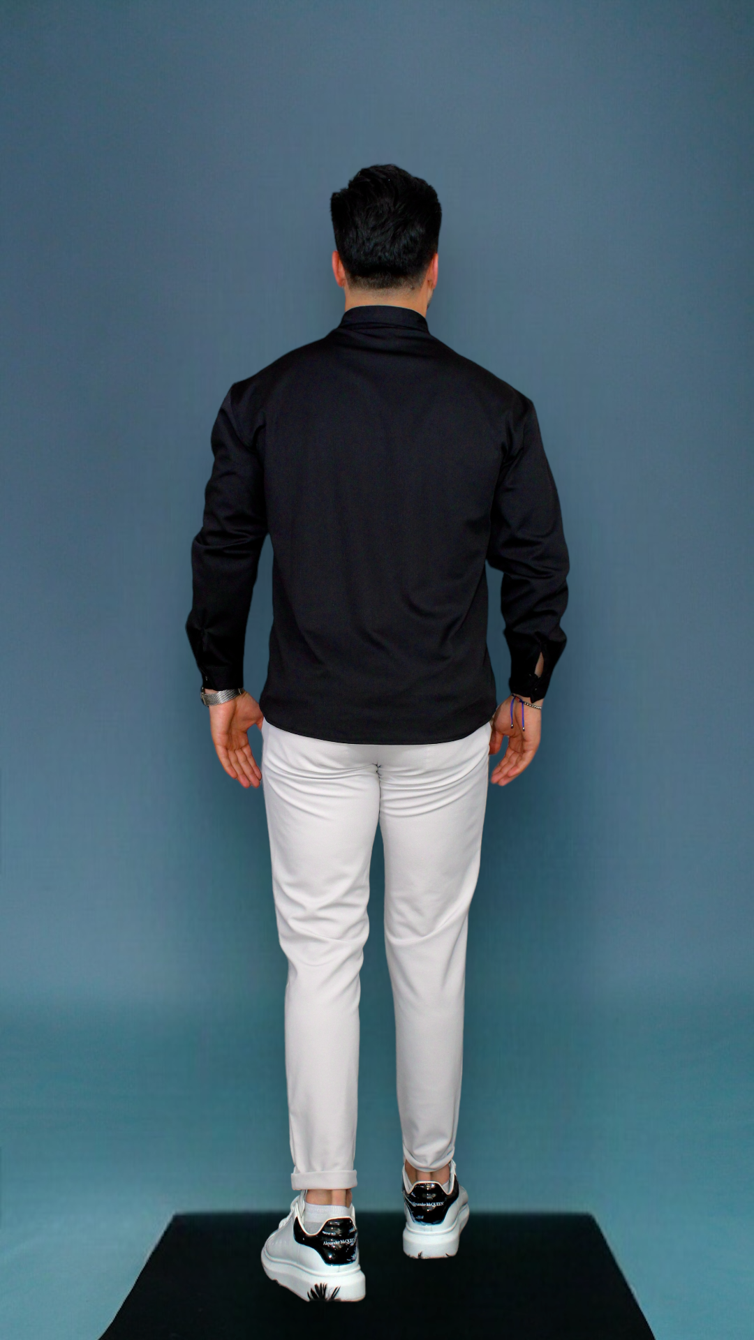 MEMZ LONG SLEEVE OXFORTD SHIRT IN BLACK