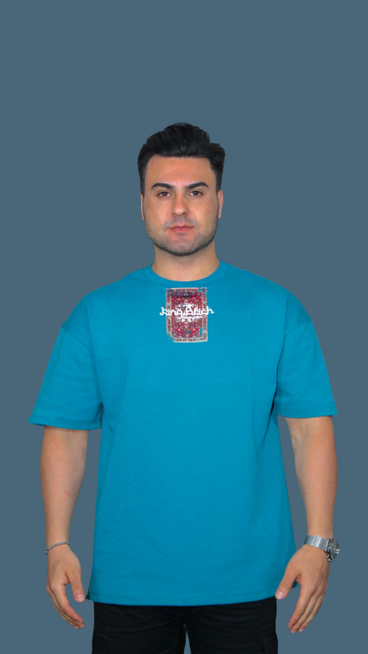 MEMZ PREMIUM PRINTED OVERSIZED TEE IN INDIGO