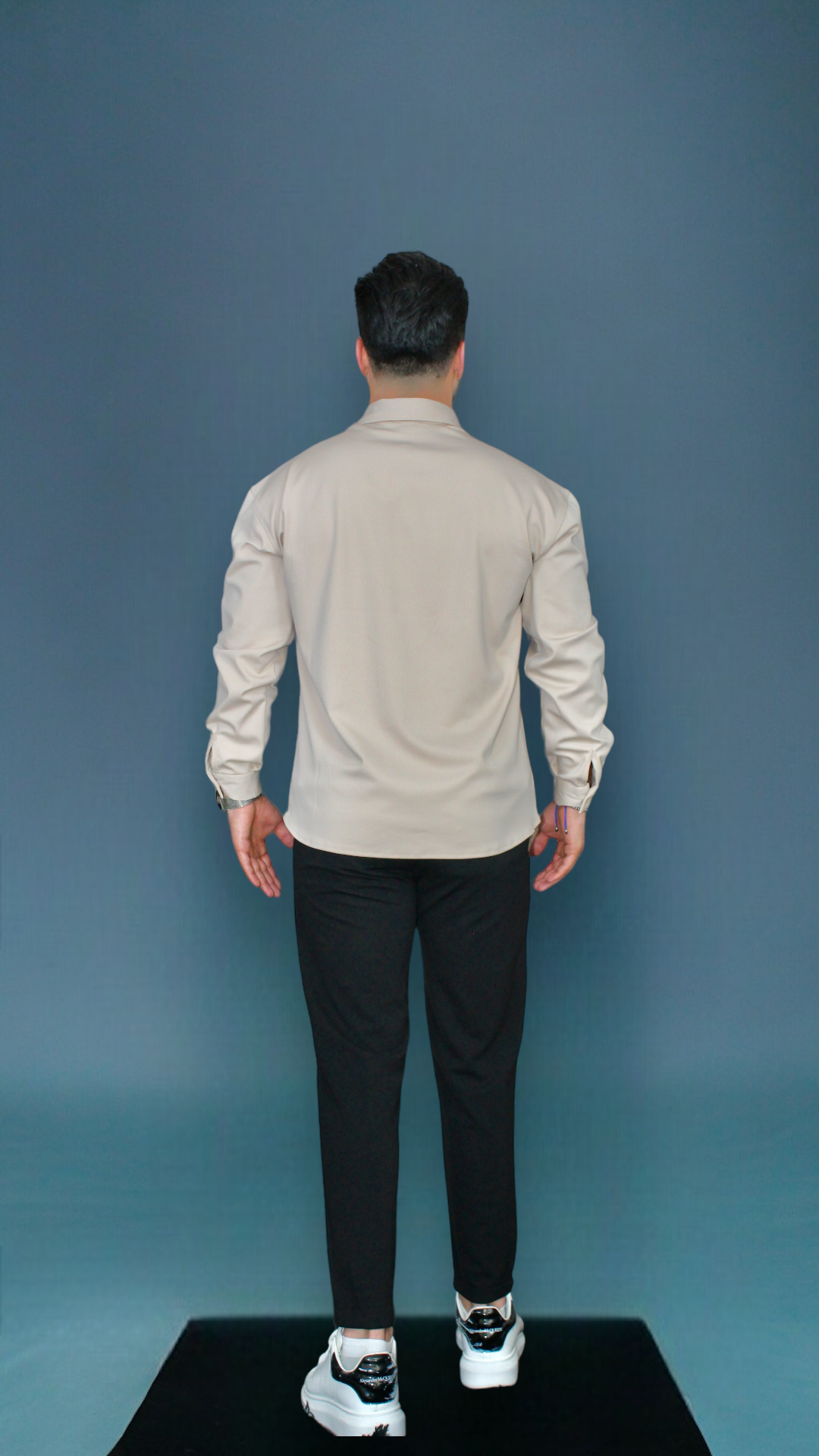 MEMZ LONG SLEEVE OXFORTD SHIRT IN BEIGE