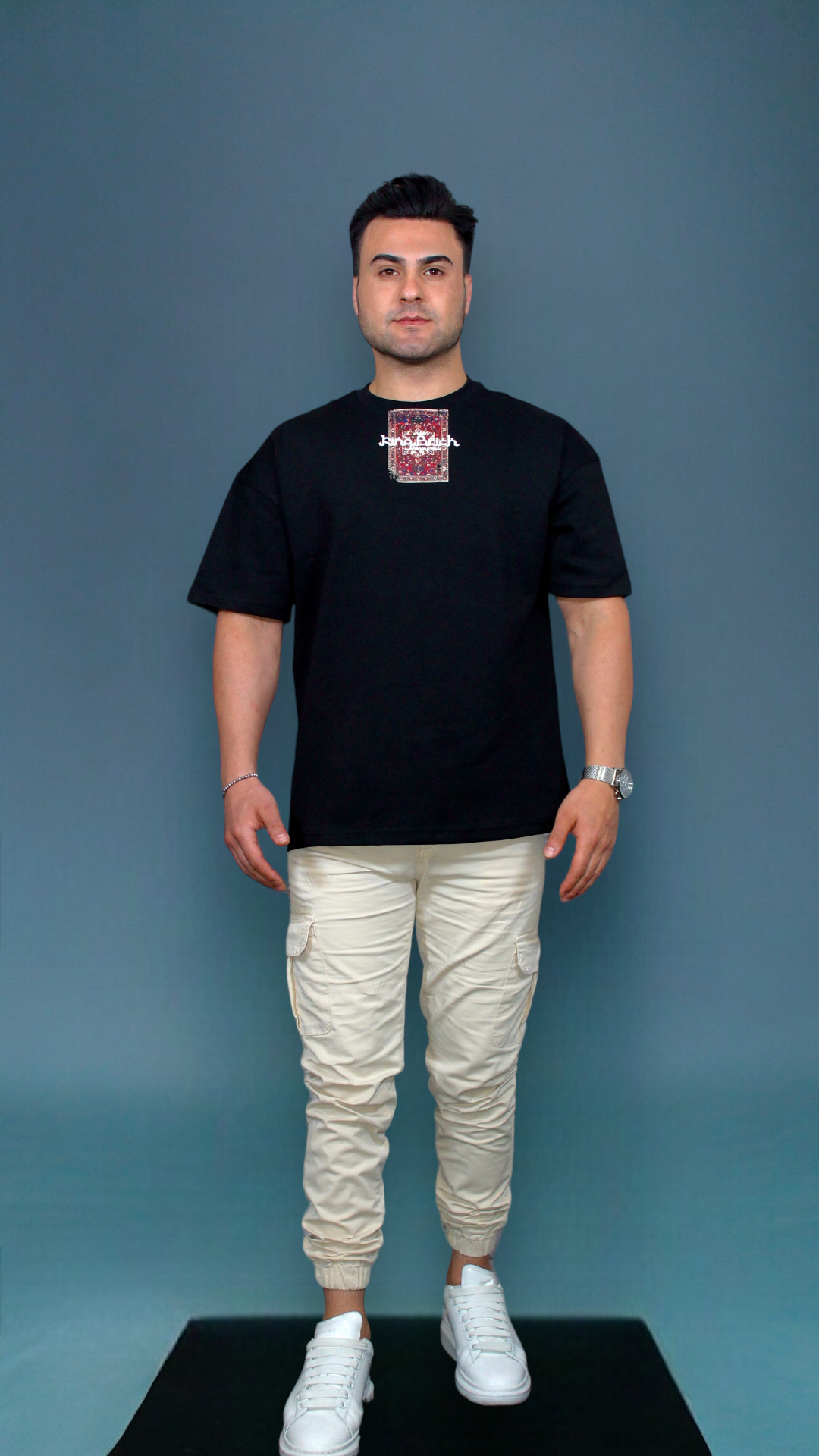 MEMZ PREMIUM PRINTED OVERSIZED TEE IN BLACK