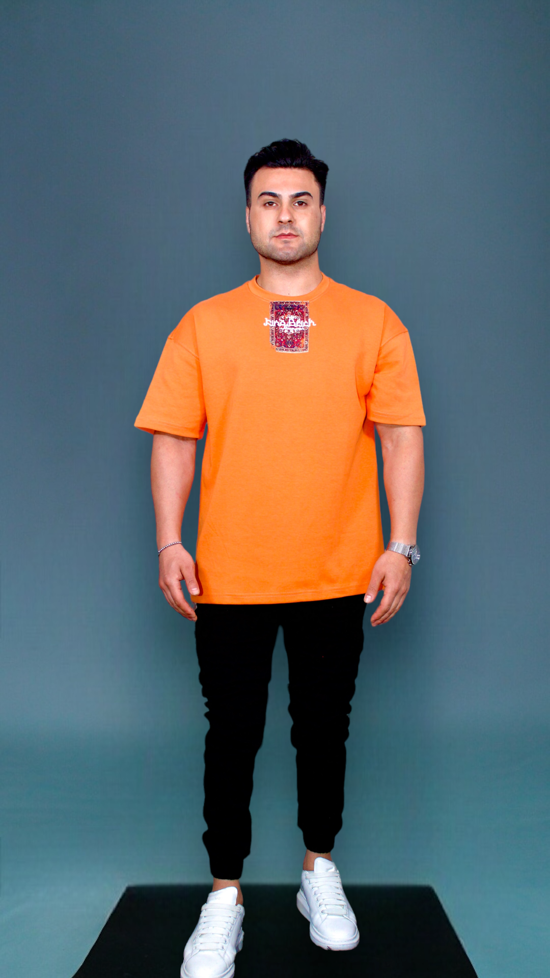 MEMZ PREMIUM PRINTED OVERSIZED TEE IN ORANGE