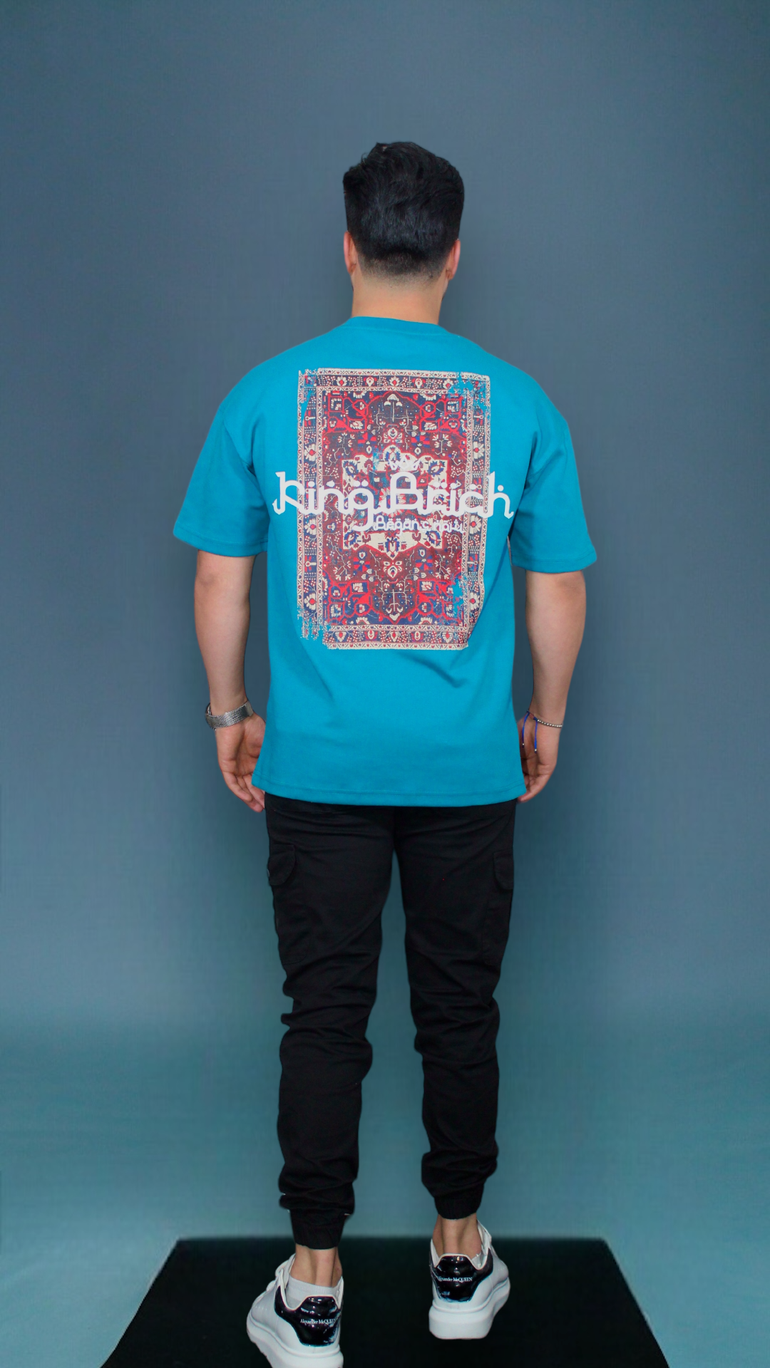 MEMZ PREMIUM PRINTED OVERSIZED TEE IN INDIGO