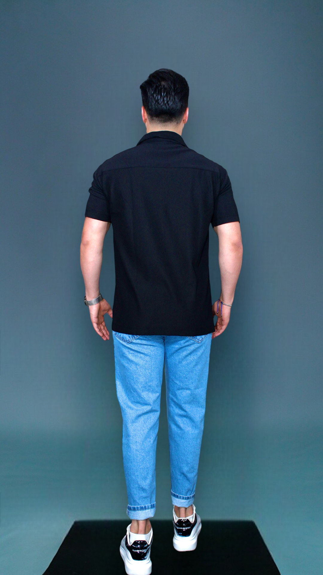 MEMZ TREMONT ZIP POLO IN BLACK