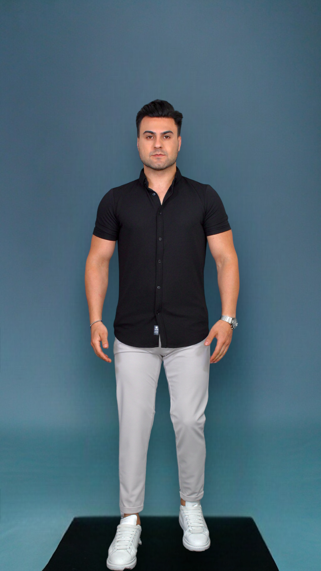 MEMZ OXFORD SLIM FIT SHIRT IN BLACK