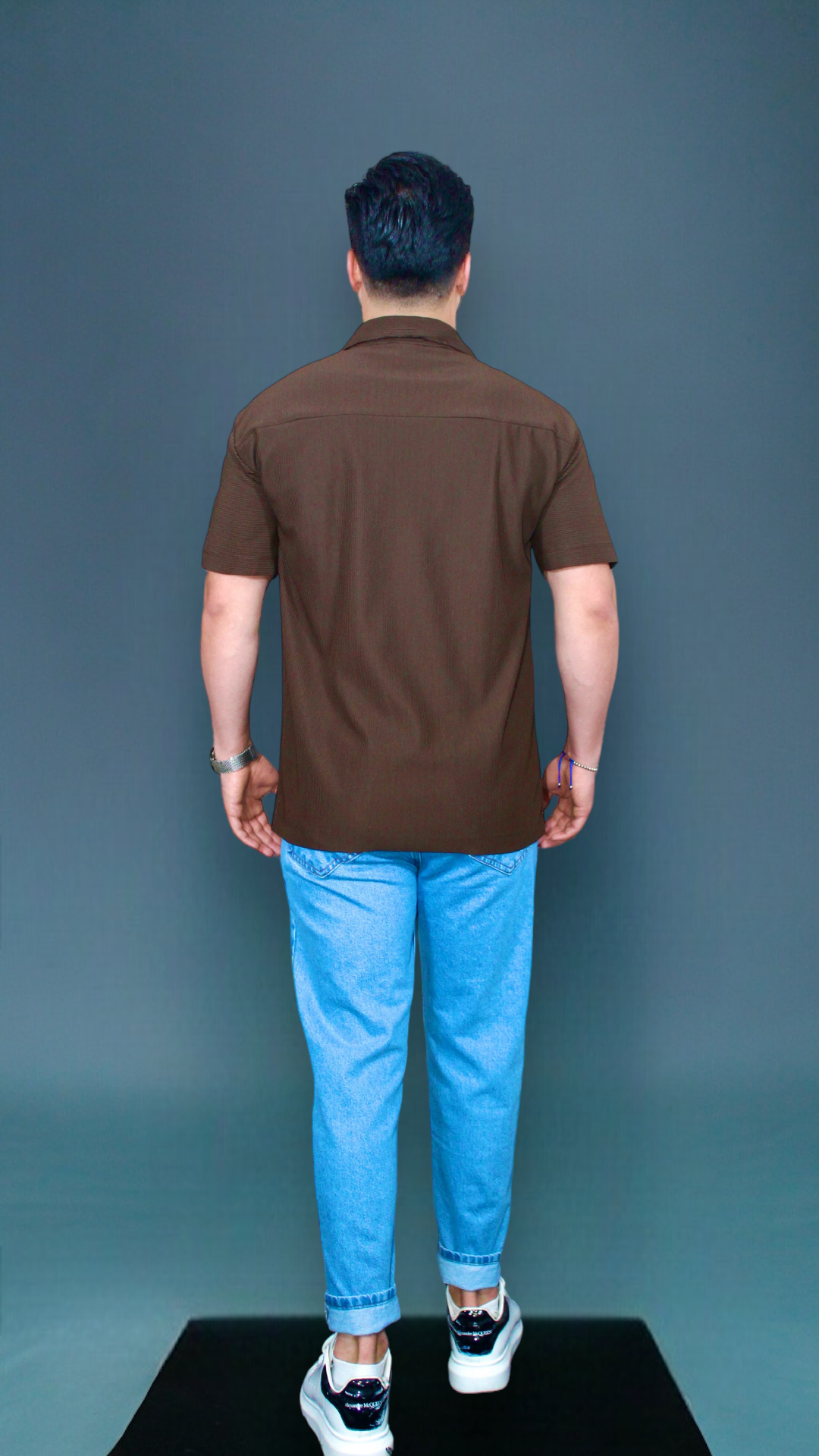 MEMZ TREMONT ZIP POLO IN DARK  BROWN