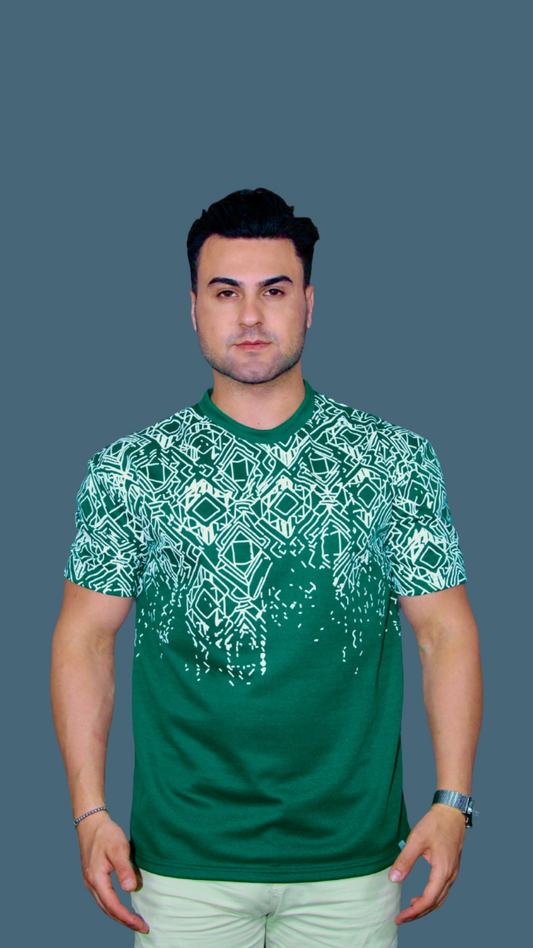 MEMZ PATTERNED TEE IN GREEN