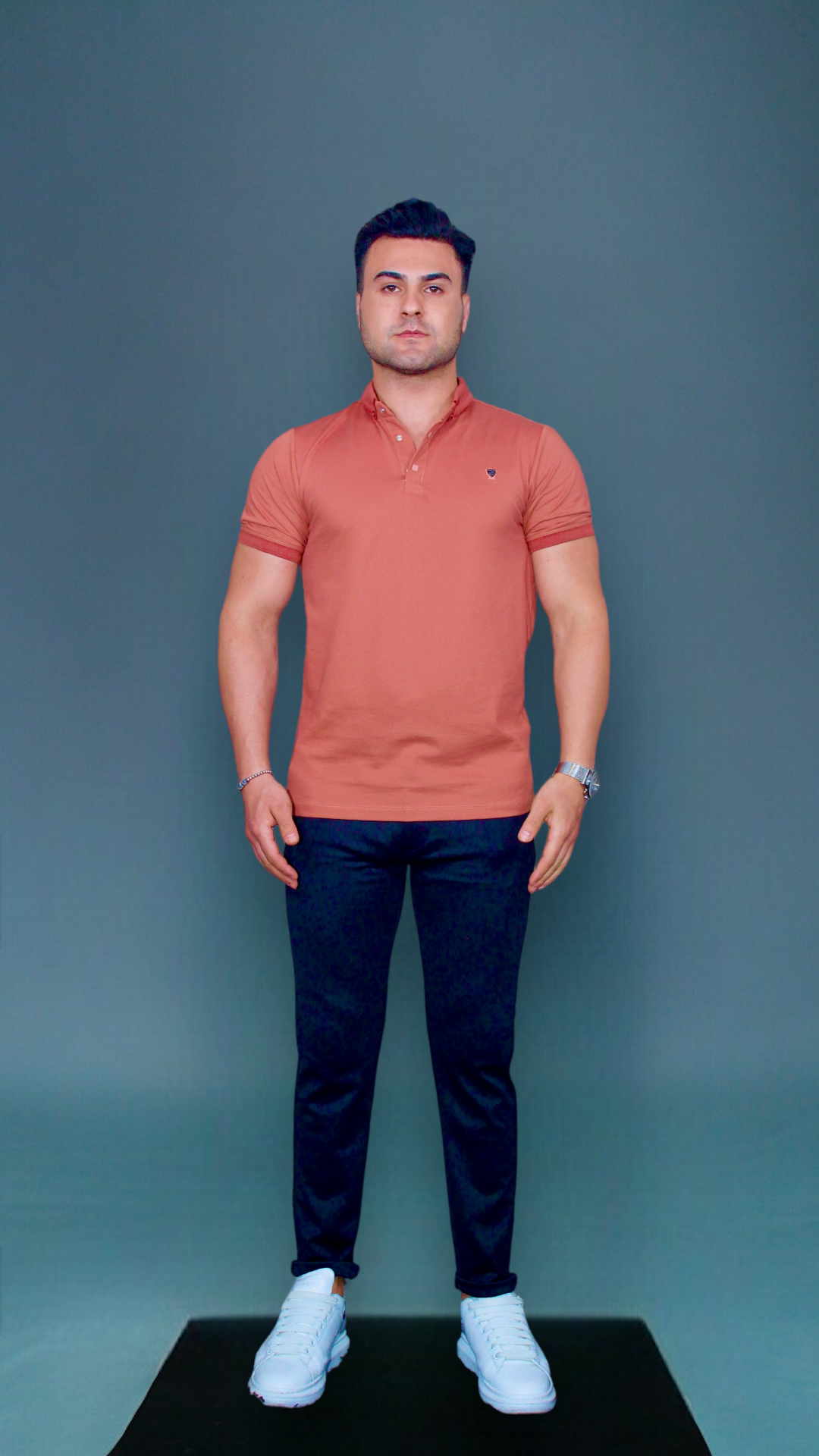 MEMZ OXFORD POLO IN DARK ORANGE