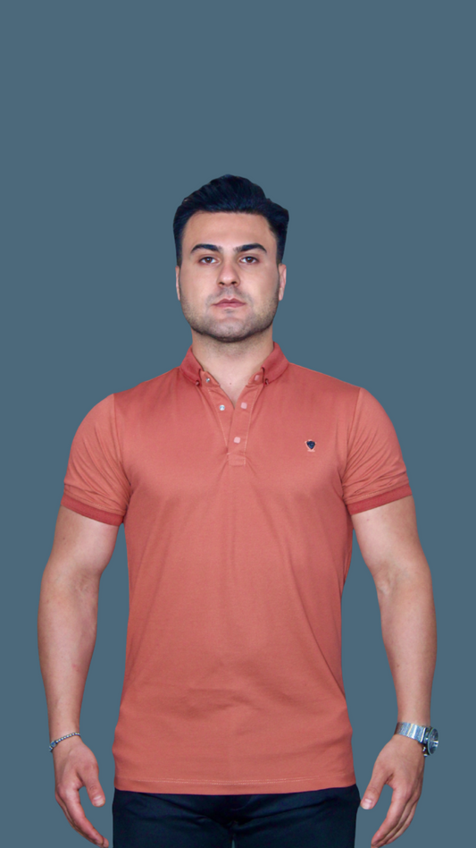 MEMZ OXFORD POLO IN DARK ORANGE