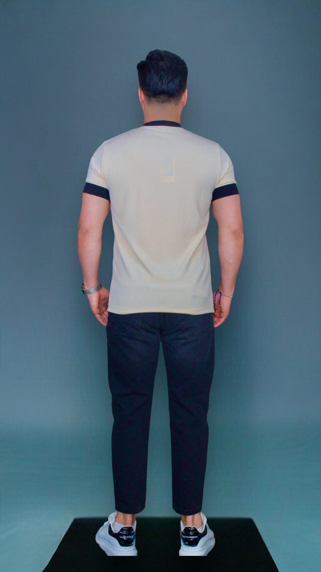 MEMZ TAPED TEE IN BEIGE